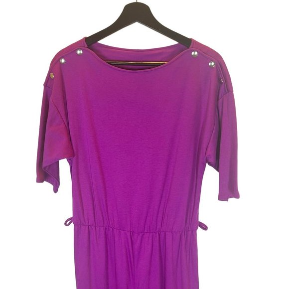 Vintage 90s Purple Half Sleeve Jumpsuit Medium - Picture 2 of 10